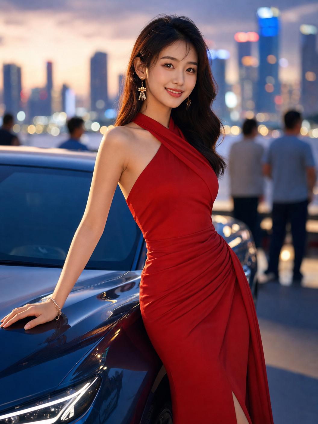 精神小妹生活视频-车展红裙模特幕后花絮封面